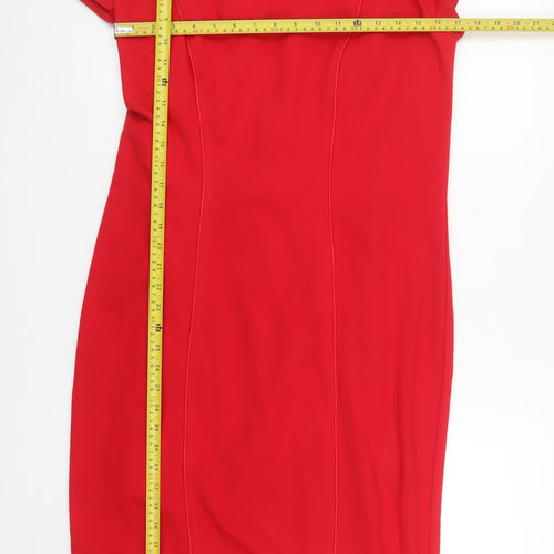 TU Women’s Red Bodycon Knee Length Dress Size 20 Short Sleeve Zip Back