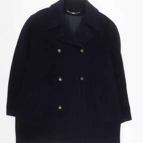 Versatile Women's Blue Wool Mohair Pea Coat UK 14 Double-Breasted