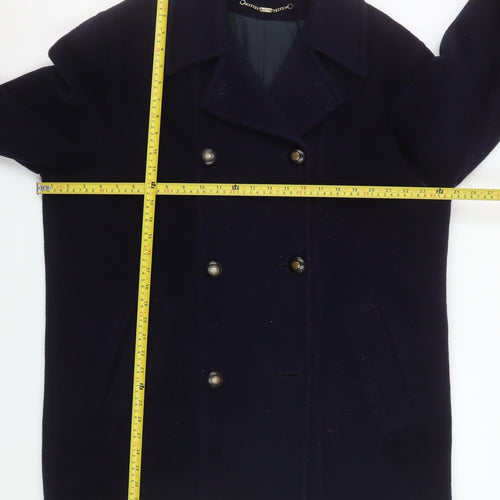 Versatile Women's Blue Wool Mohair Pea Coat UK 14 Double-Breasted