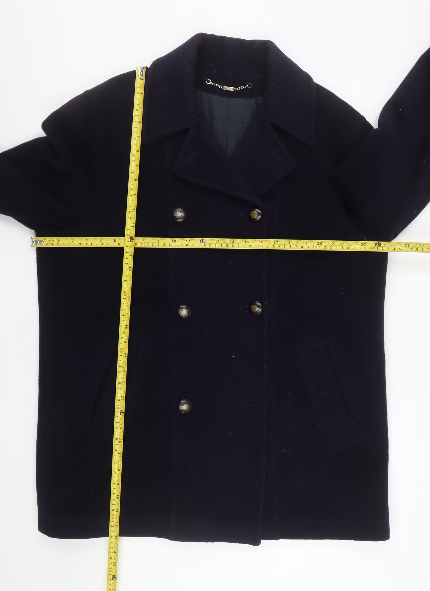 Versatile Women's Blue Wool Mohair Pea Coat UK 14 Double-Breasted