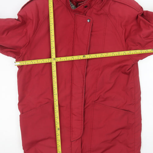 Nuage Womens Red Waterproof Rain Coat Size 10 Hooded Mid-Length Jacket