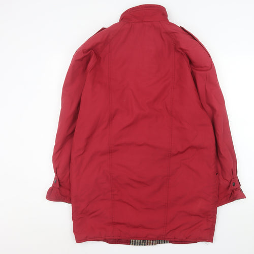 Nuage Womens Red Waterproof Rain Coat Size 10 Hooded Mid-Length Jacket