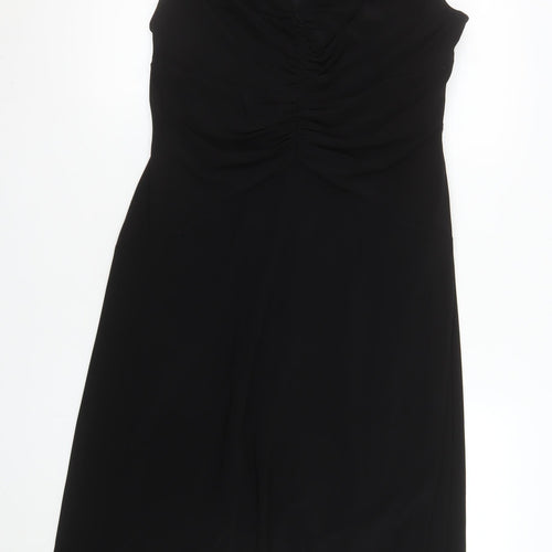 Roman Originals Women’s Black Size 16 Fit & Flare Sleeveless V-Neck Dress