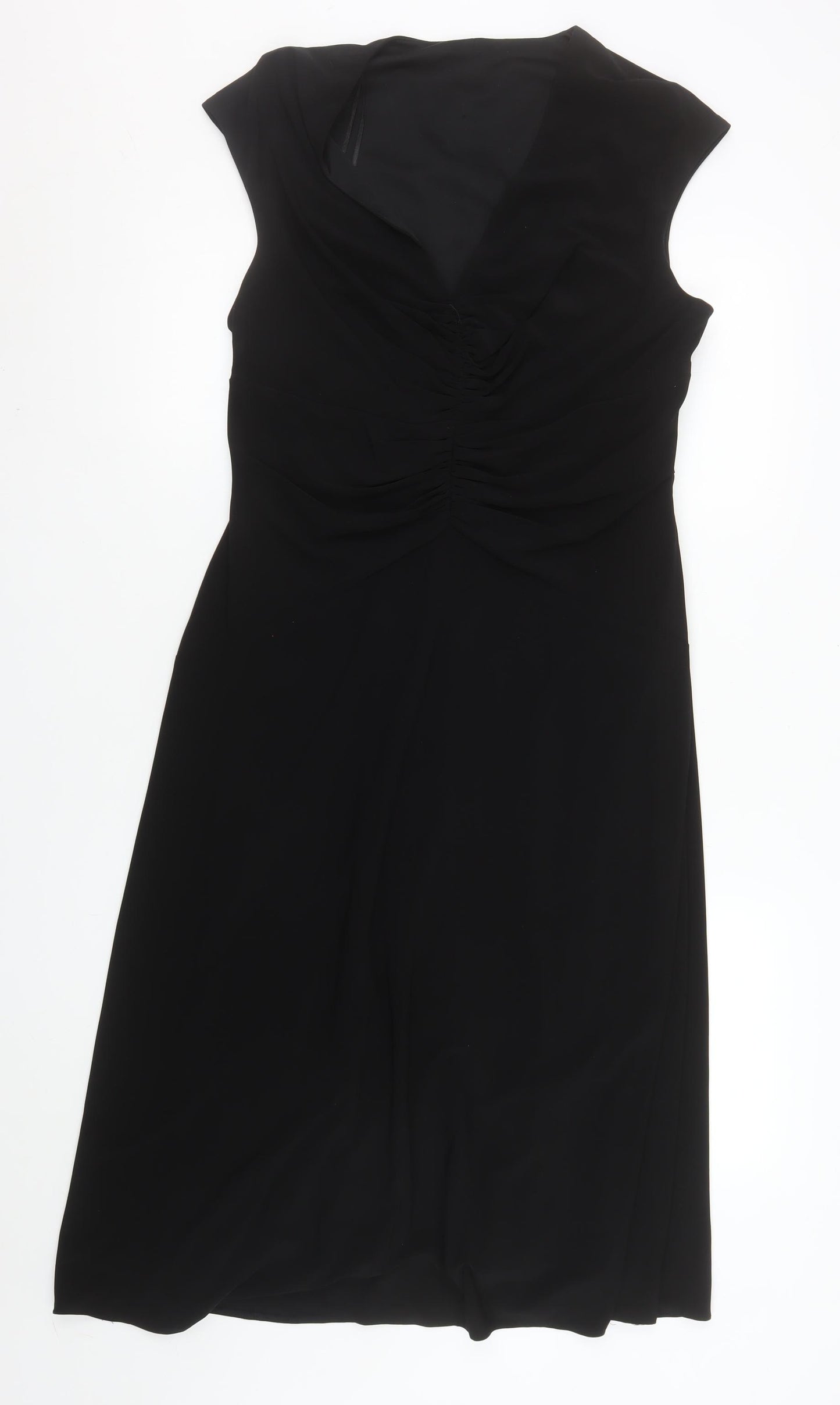 Roman Originals Women’s Black Size 16 Fit & Flare Sleeveless V-Neck Dress
