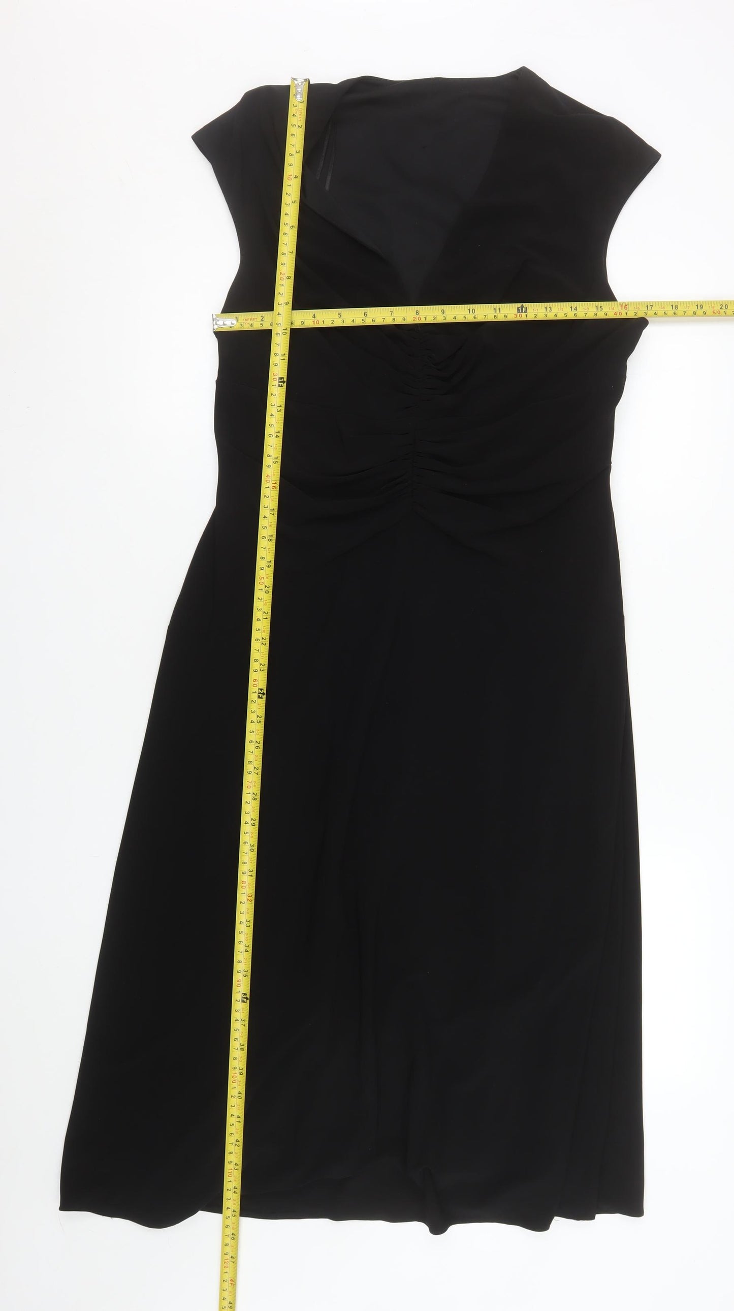 Roman Originals Women’s Black Size 16 Fit & Flare Sleeveless V-Neck Dress