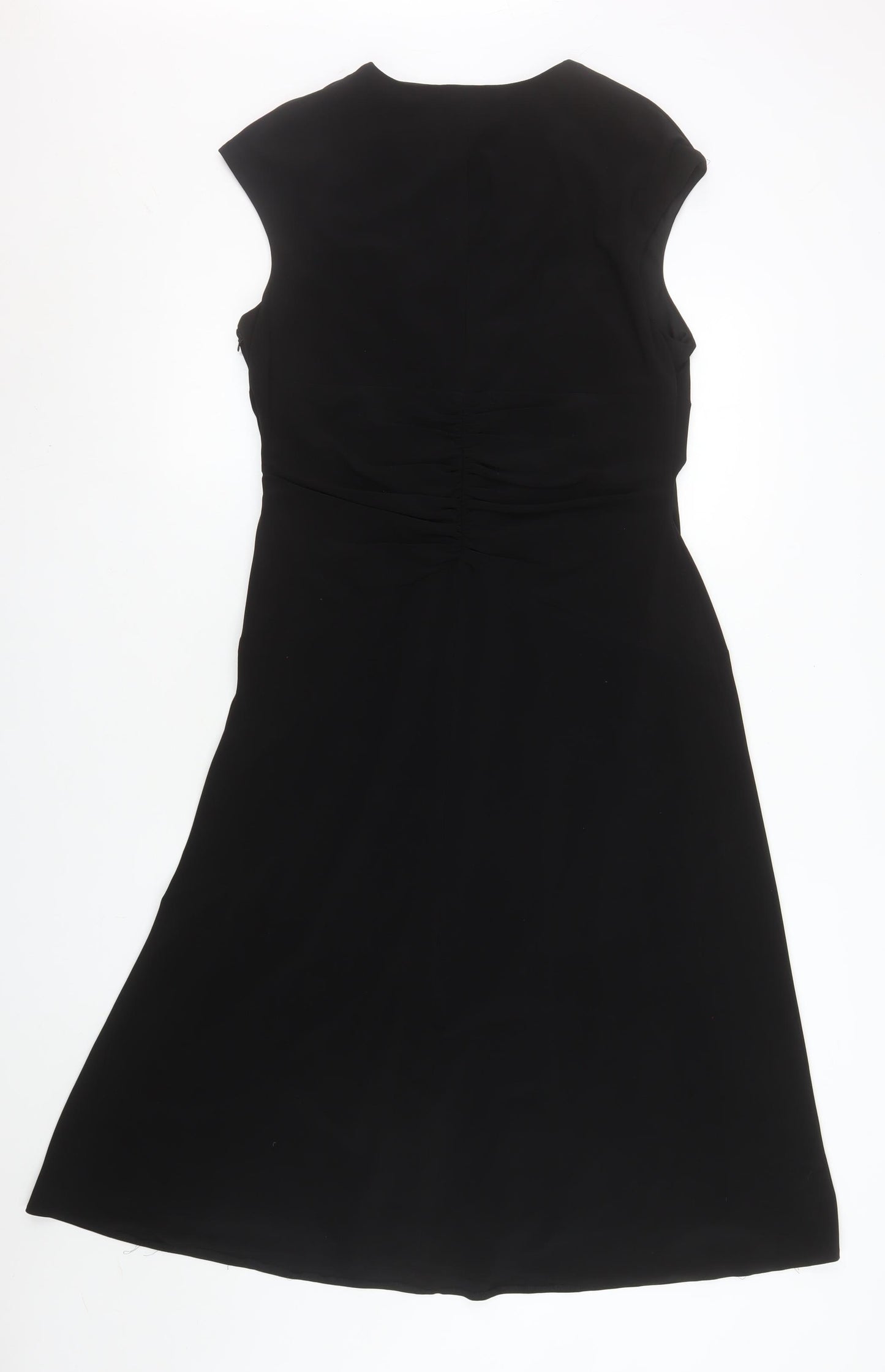 Roman Originals Women’s Black Size 16 Fit & Flare Sleeveless V-Neck Dress