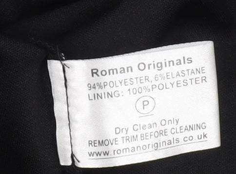 Roman Originals Women’s Black Size 16 Fit & Flare Sleeveless V-Neck Dress
