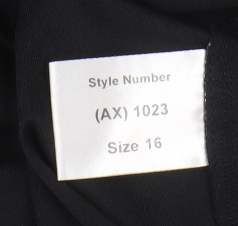 Roman Originals Women’s Black Size 16 Fit & Flare Sleeveless V-Neck Dress