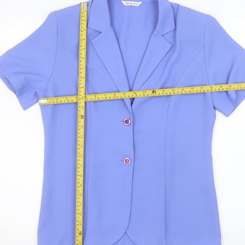 Berkertex Women Blue Short Sleeve Collared Button Blouse Size 14