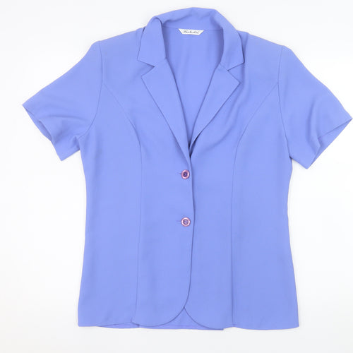 Berkertex Women Blue Short Sleeve Collared Button Blouse Size 14