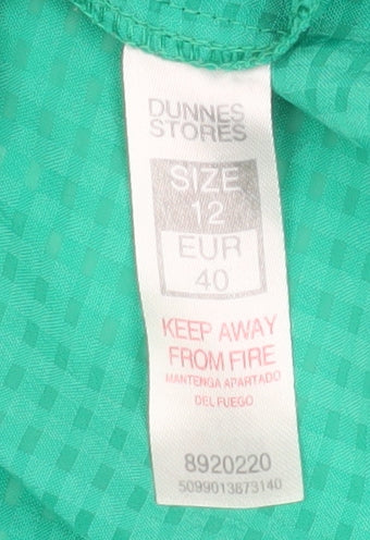 Dunnes Stores Women's Green Ruffle Short Sleeve Blouse Size 12