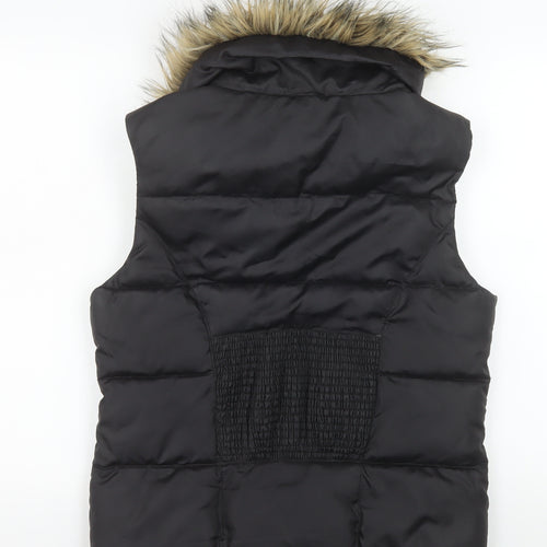 Firetrap Womens Black Fur Trim Puffer Gilet Size 12