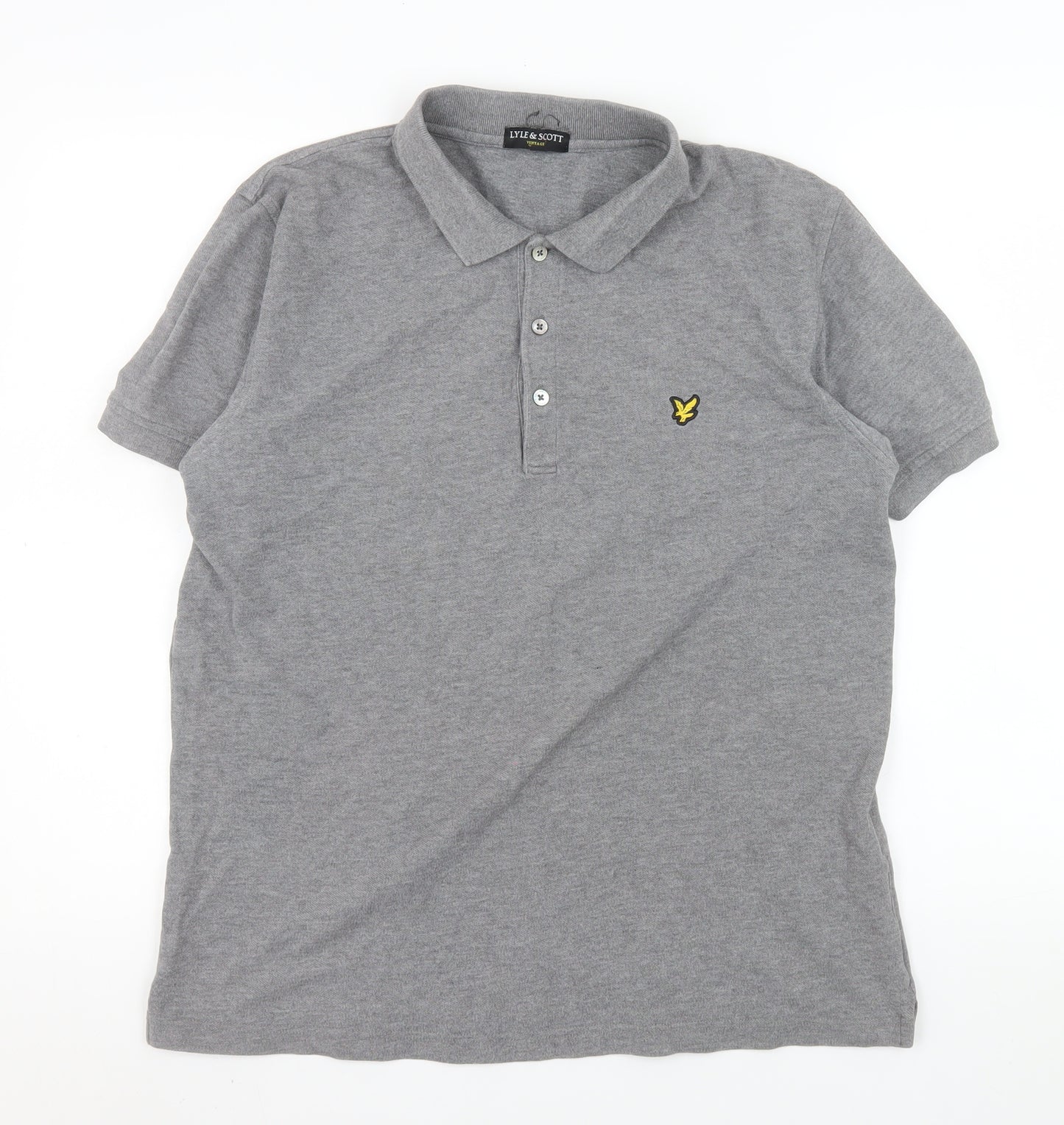Lyle & Scott Mens Grey Cotton Short Sleeve Polo Shirt Size L