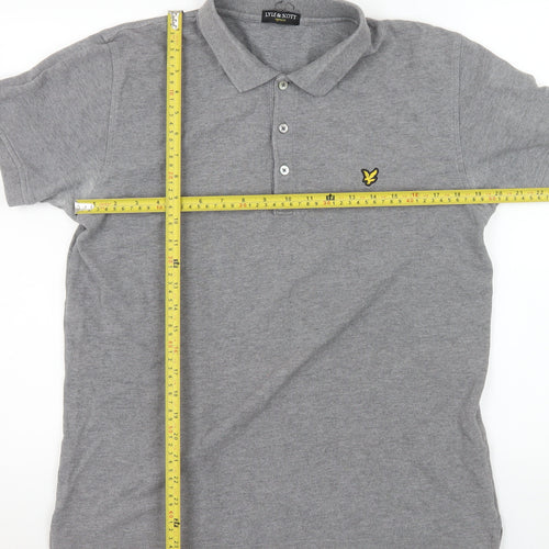 Lyle & Scott Mens Grey Cotton Short Sleeve Polo Shirt Size L
