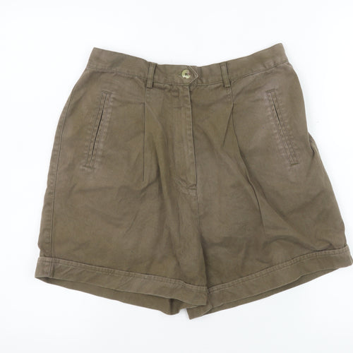 Best Basics Women’s Brown Chino Shorts Size 12 Cotton Twill High Waist
