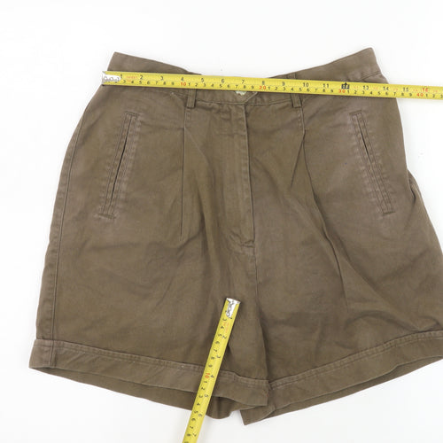 Best Basics Women’s Brown Chino Shorts Size 12 Cotton Twill High Waist