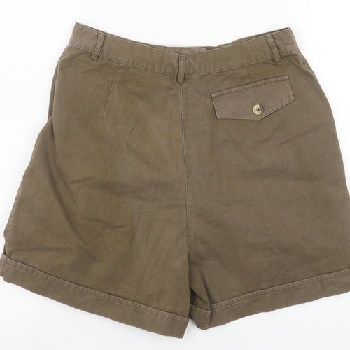 Best Basics Women’s Brown Chino Shorts Size 12 Cotton Twill High Waist