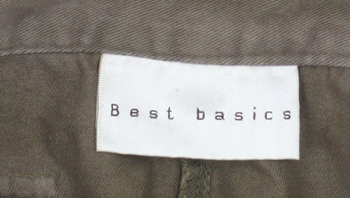 Best Basics Women’s Brown Chino Shorts Size 12 Cotton Twill High Waist