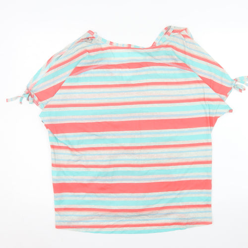 Next Womens Multicoloured Striped Cotton V-Neck Casual T-Shirt Size 12