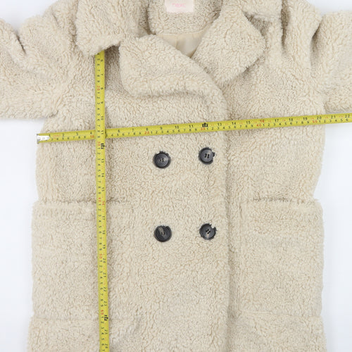 Next Women’s Beige Teddy Pea Coat Size 8 Lined Polyester Winter