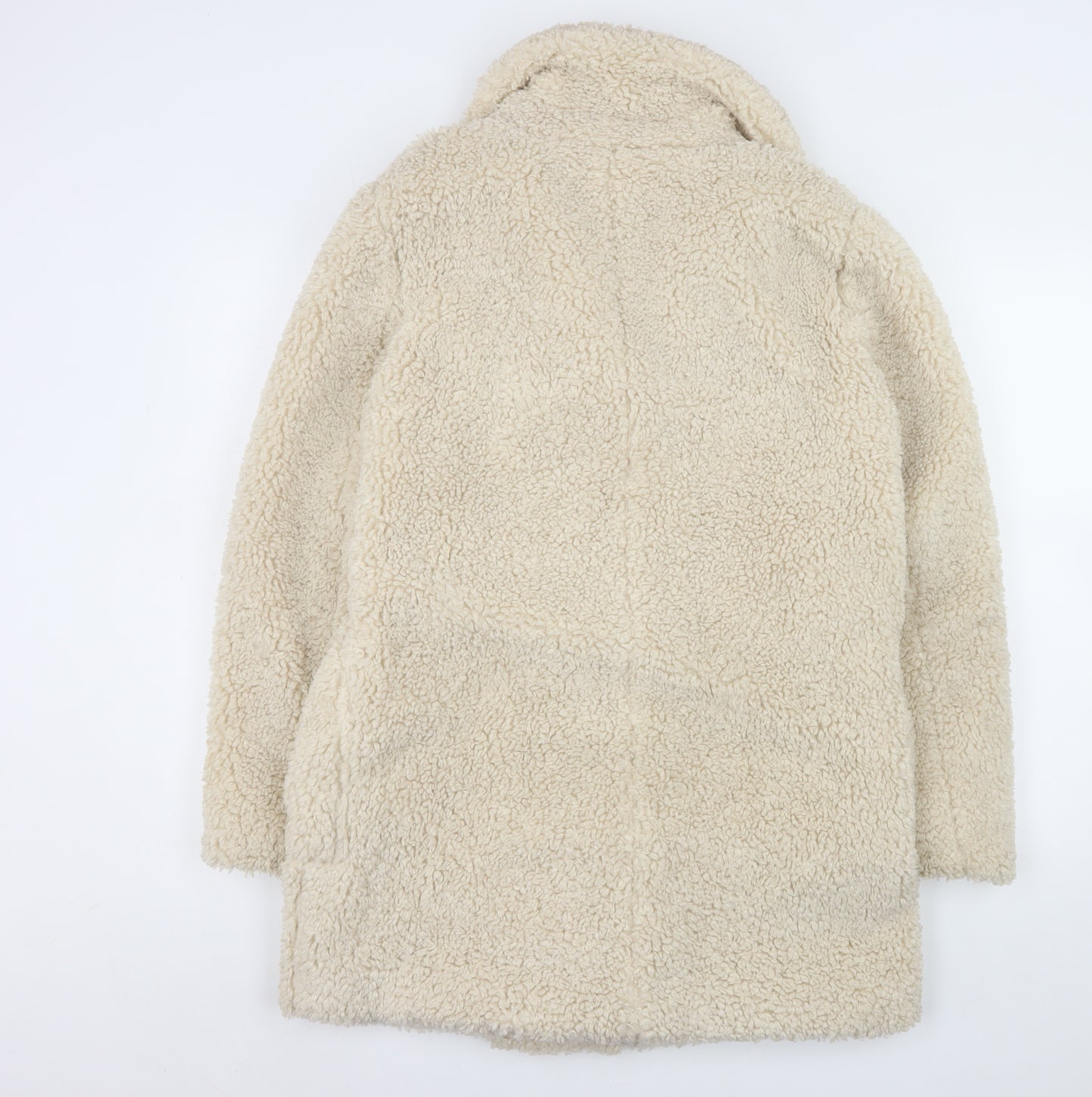 Next Women’s Beige Teddy Pea Coat Size 8 Lined Polyester Winter