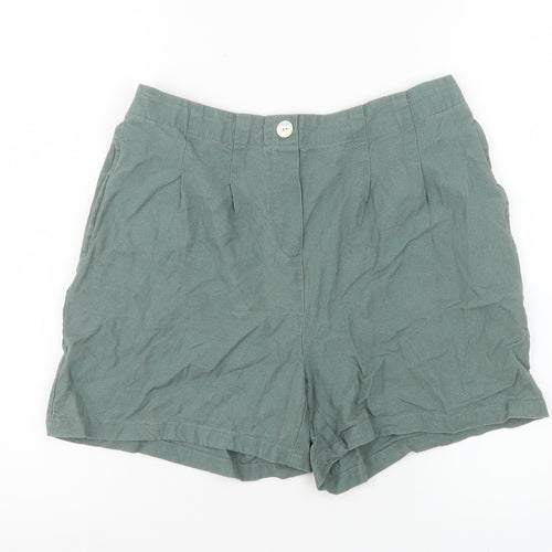 Vero Moda Women Green Linen Blend Chino Shorts Size M