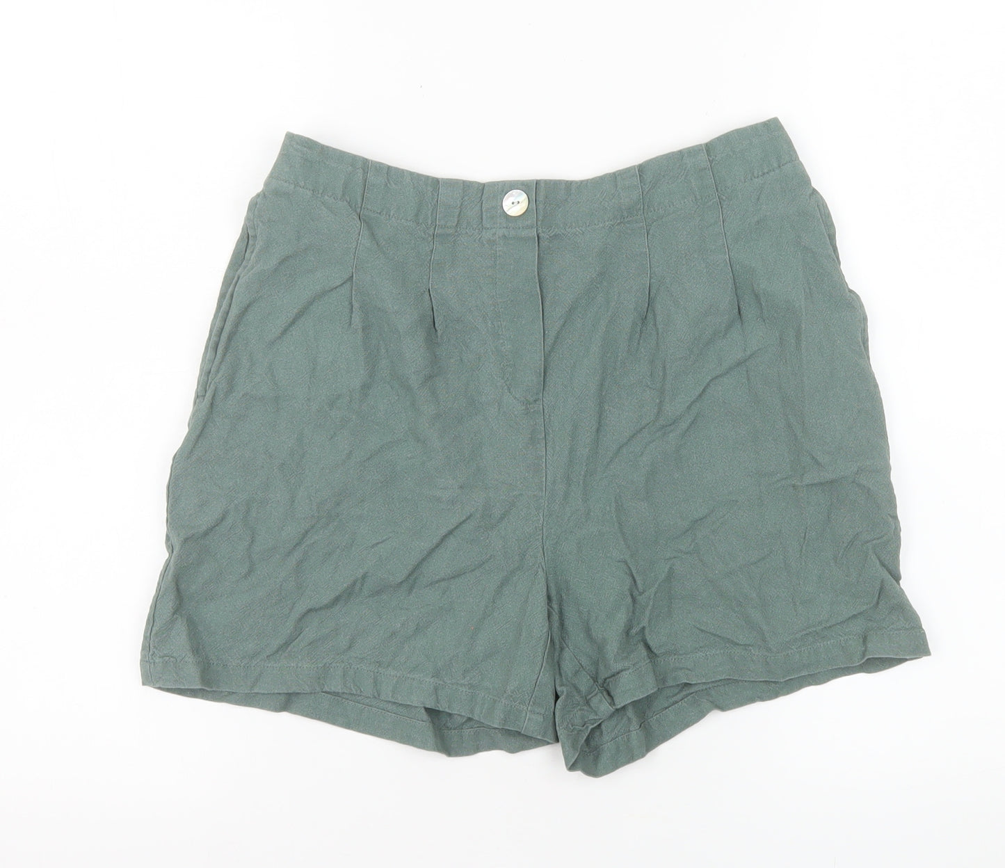 Vero Moda Women Green Linen Blend Chino Shorts Size M