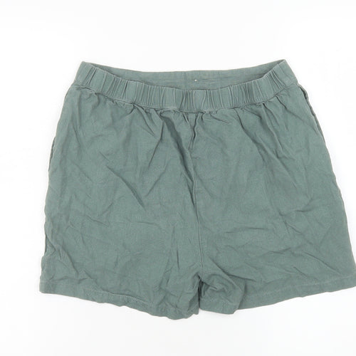 Vero Moda Women Green Linen Blend Chino Shorts Size M