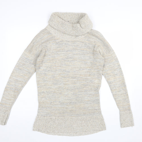 CC Women Beige Roll Neck Long Sleeve Knit Jumper Size M