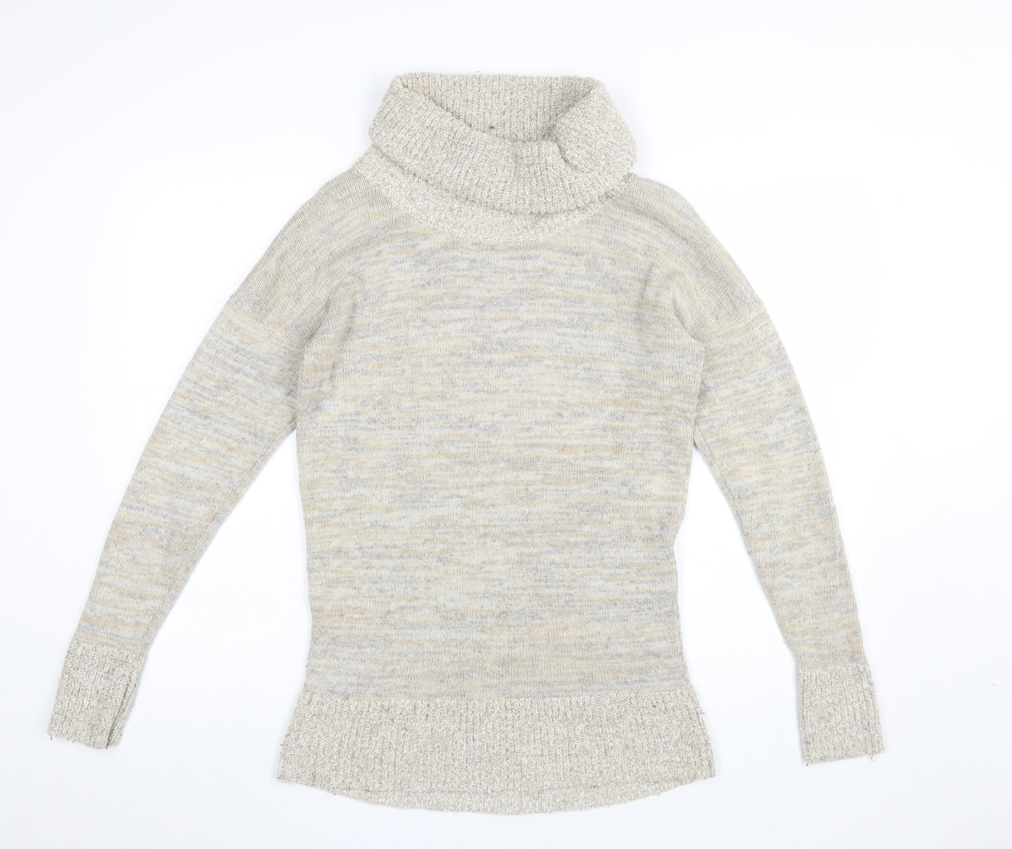 CC Women Beige Roll Neck Long Sleeve Knit Jumper Size M
