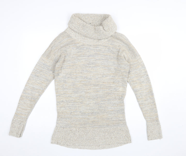 CC Women Beige Roll Neck Long Sleeve Knit Jumper Size M