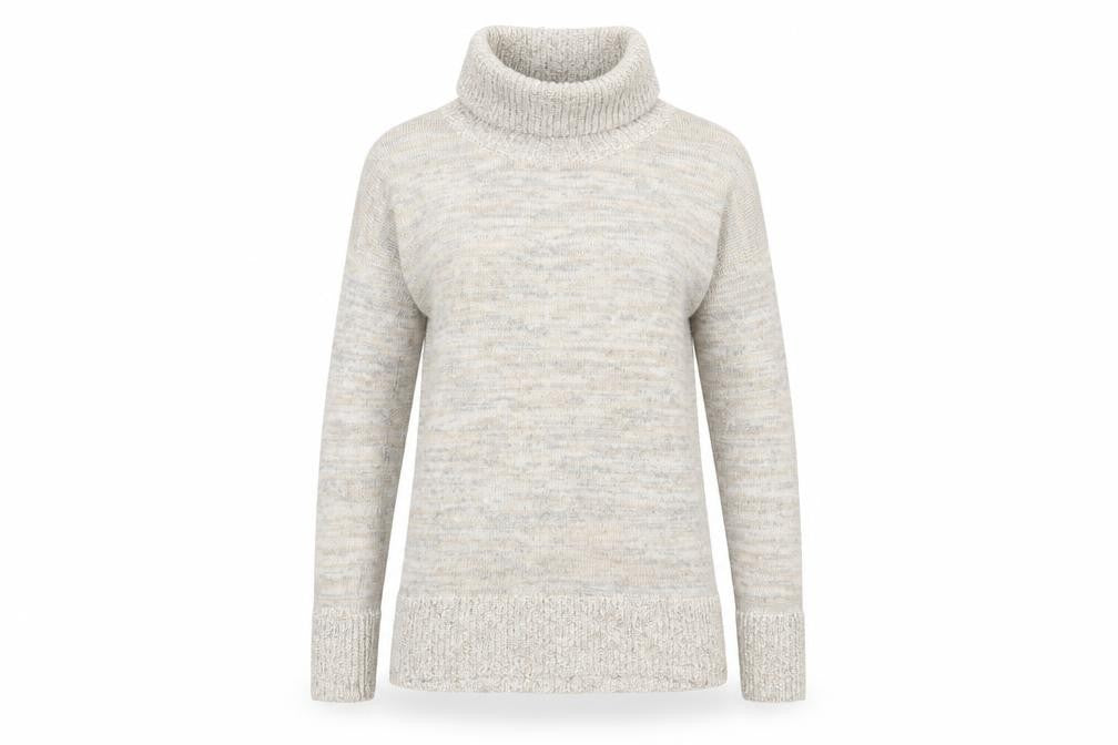CC Women Beige Roll Neck Long Sleeve Knit Jumper Size M