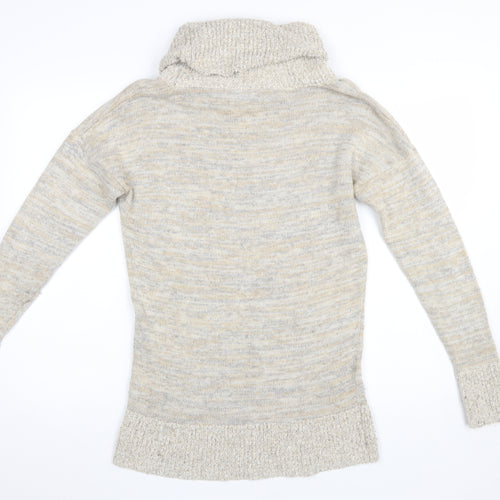 CC Women Beige Roll Neck Long Sleeve Knit Jumper Size M