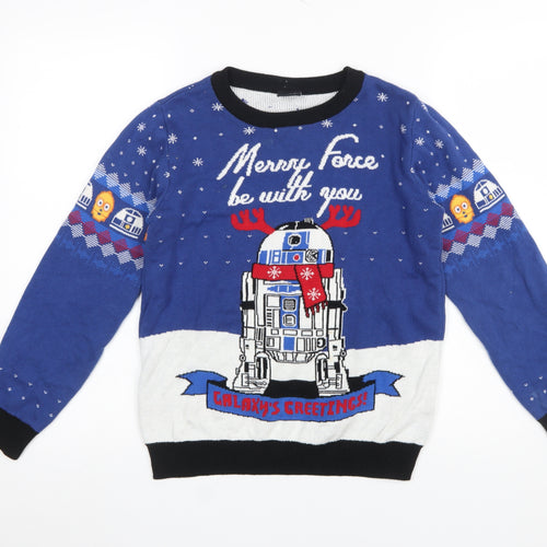 Star Wars Boys Blue Christmas Jumper 12 Years R2-D2 Galaxy Greetings Tu