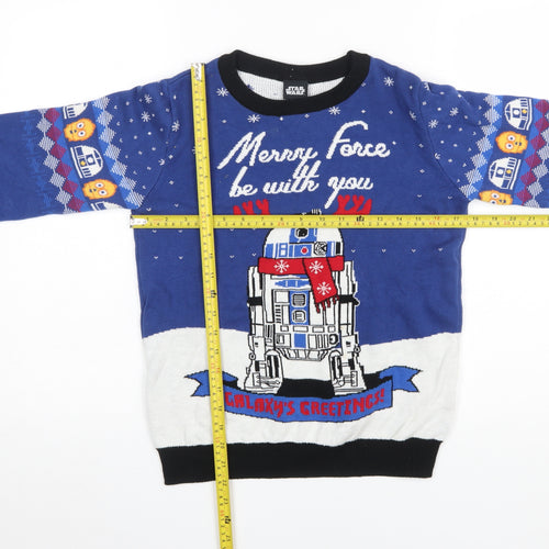 Star Wars Boys Blue Christmas Jumper 12 Years R2-D2 Galaxy Greetings Tu