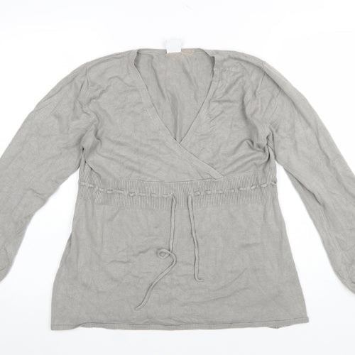 Moda Mothercare Womens Grey Viscose Knit Wrap Jumper Size 12