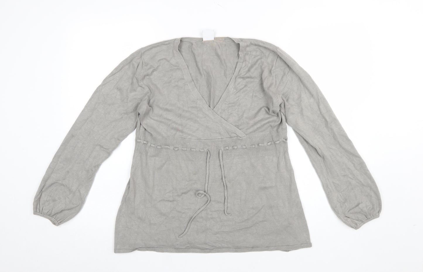 Moda Mothercare Womens Grey Viscose Knit Wrap Jumper Size 12