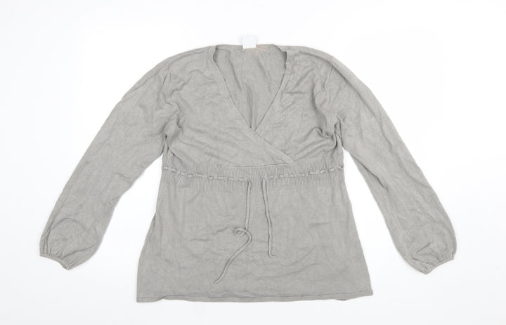 Moda Mothercare Womens Grey Viscose Knit Wrap Jumper Size 12