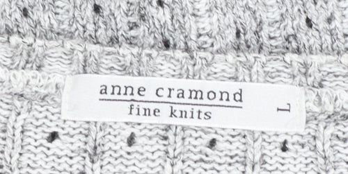 Anne Cramond Women's Grey Wool Blend Short Sleeve Cardigan L