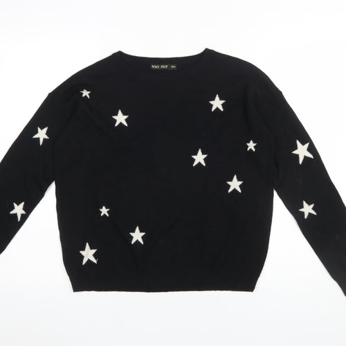 WHY NOT Women’s Black Star Sequin Pullover Jumper One Size