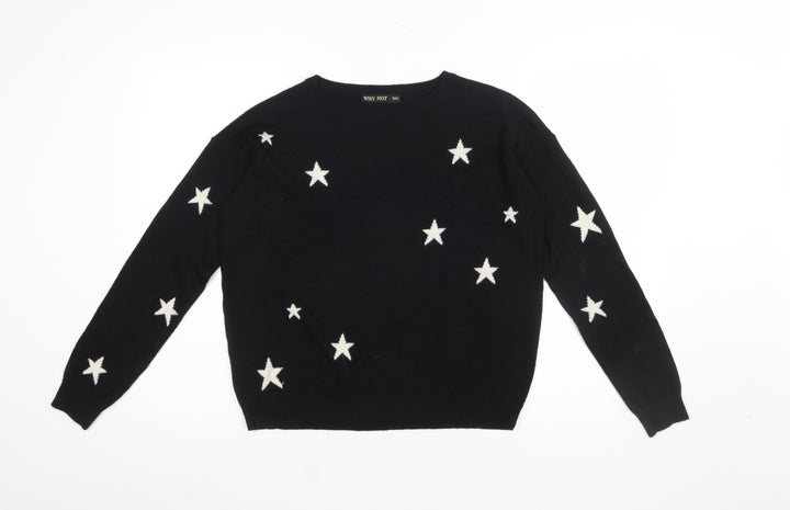WHY NOT Women’s Black Star Sequin Pullover Jumper One Size