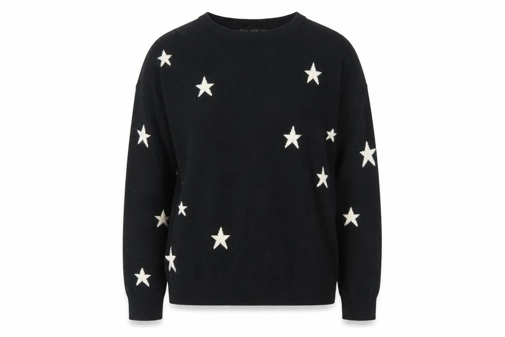 Front view of WHY NOT Women’s Black Star Sequin jumper One Size