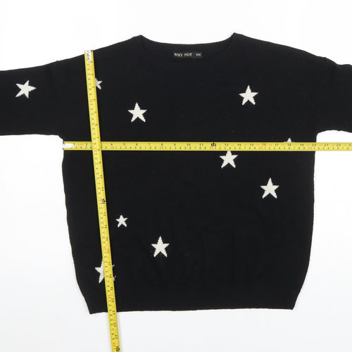 WHY NOT Women’s Black Star Sequin Pullover Jumper One Size