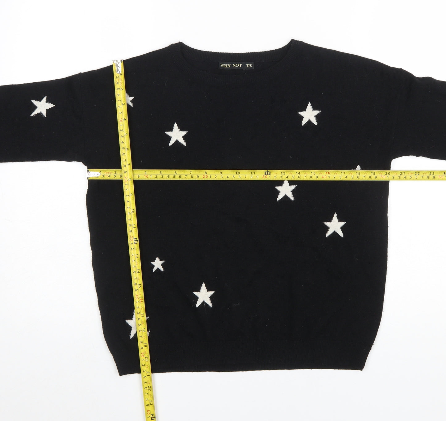 WHY NOT Women’s Black Star Sequin Pullover Jumper One Size