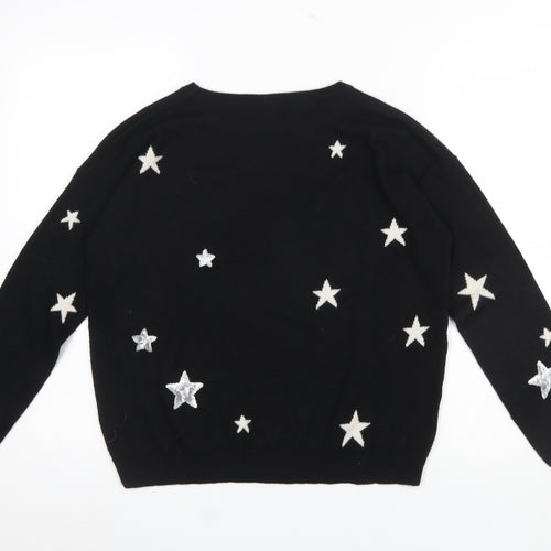 WHY NOT Women’s Black Star Sequin Pullover Jumper One Size