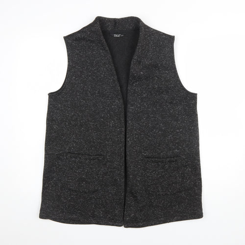 Tigi Womens Grey Sleeveless Knit Vest Size 14 Regular Fit