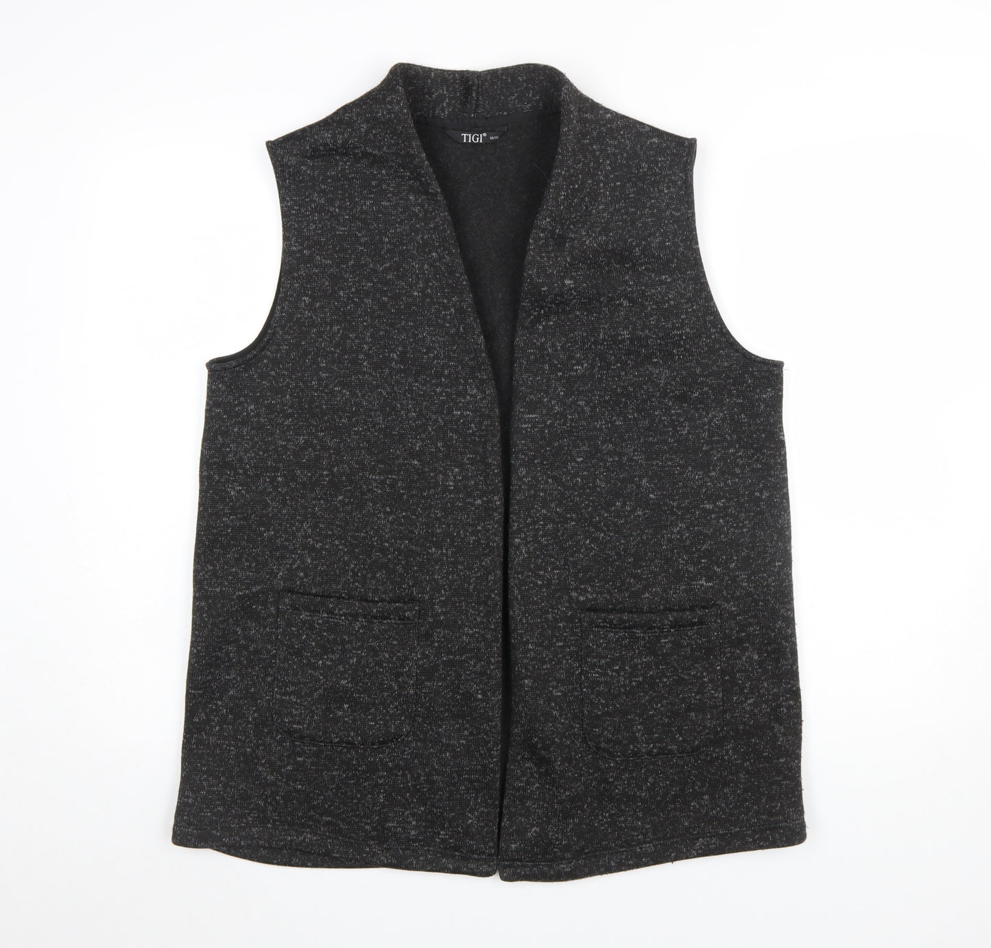 Tigi Womens Grey Sleeveless Knit Vest Size 14 Regular Fit