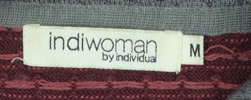 Indiwoman Red & Grey Patterned Wool Blend Long Cardigan Women’s M
