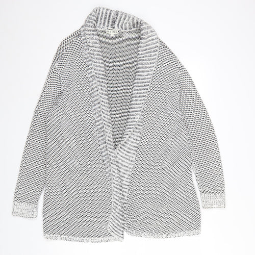 Reiss Women's Grey Cotton Blend Chunky Knit Open Cardigan Size M
