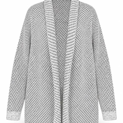 Reiss Women's Grey Cotton Blend Chunky Knit Open Cardigan Size M